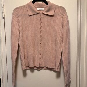 NAADAM Blush Ribbed Button-Front cashmere sweater
